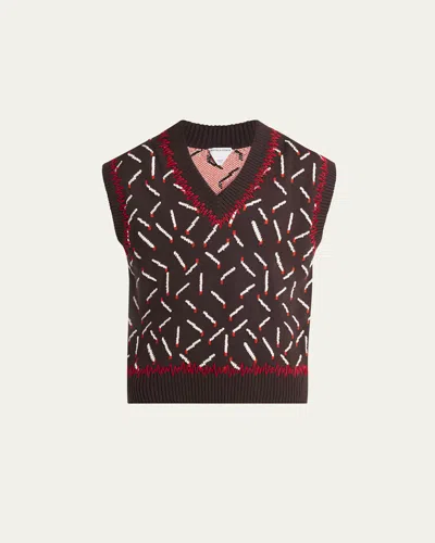BOTTEGA VENETA MEN'S ALLOVER MATCHSTICK CHUNKY SWEATER VEST
