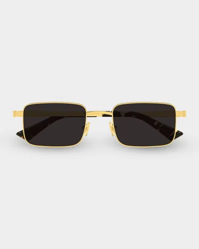Bottega Veneta Men & Apos;s Bv1469s-001 Metal Rectangle Sunglasses In Gold