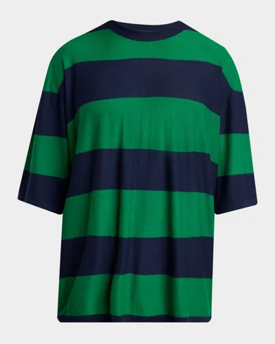Bottega Veneta Stripe Oversize Cashmere Sweater In Brown