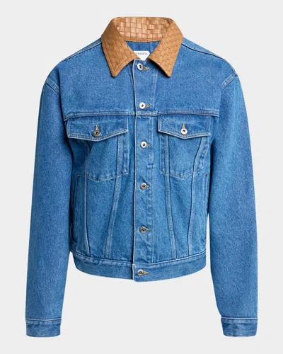 Bottega Veneta Denim Jacket Front Pockets Long Sleeves Collar In Blue
