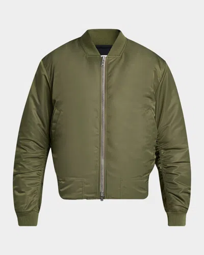 Bottega Veneta Men & Apos;s Intrecciato-patch Nylon Bomber Jacket In Green