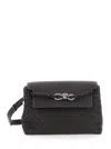 Bottega Veneta Men 'andiamo Brown Shoulder Bag With Knot Detail On The Front And Intrecciato Motif I In Multi
