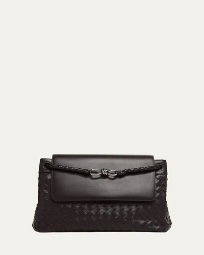 Bottega Veneta Men's Andiamo Medium Intrecciato Leather Messenger Bag In Brown