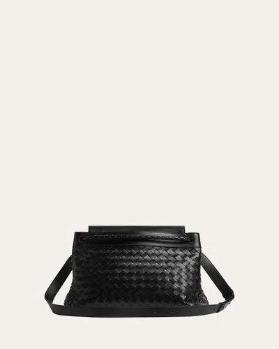 Bottega Veneta Men's Andiamo Medium Intrecciato Leather Messenger Bag In Grafitnero