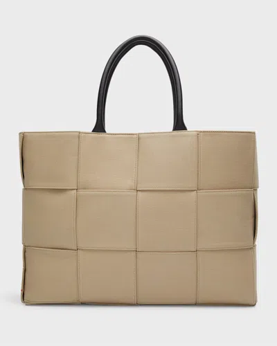 Bottega Veneta Men's Arco Canvas Tote Bag In Brown