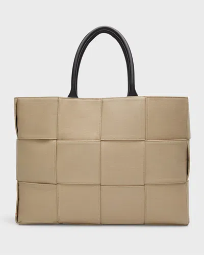 Bottega Veneta Men's Arco Canvas Tote Bag In Trufle Ele