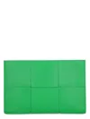 Bottega Veneta Woven Pattern Laptop Bag In Green