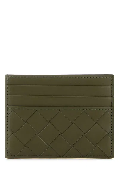 Bottega Veneta Men Army Green Leather Card Holder