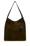 Bottega Veneta Men Army Green Suede Corriere Shopping Bag In Green
