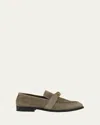 Bottega Veneta Sage Suede Astaire Loafers In Green