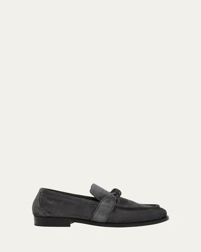 BOTTEGA VENETA MEN'S ASTAIRE KNOT SUEDE LOAFERS