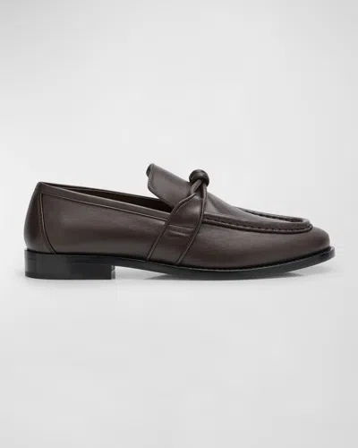 Bottega Veneta Mens Dark Brown Astaire Knot Leather Loafers