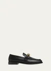 Bottega Veneta Astaire Knot Plaque Leather Loafers In Black