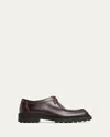 Bottega Veneta Round Toe Leather Lace-up Shoes For Men In Brown