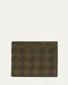 Bottega Veneta Men's Bicolor Intrecciato Bifold Wallet In Kaki-olive Oilkaka