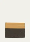 Bottega Veneta Men's Bicolor Intrecciato Leather Card Holder In Kaki/dark Pr/da P