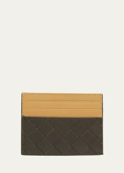 Bottega Veneta Men's Bicolor Intrecciato Leather Card Holder In Multi