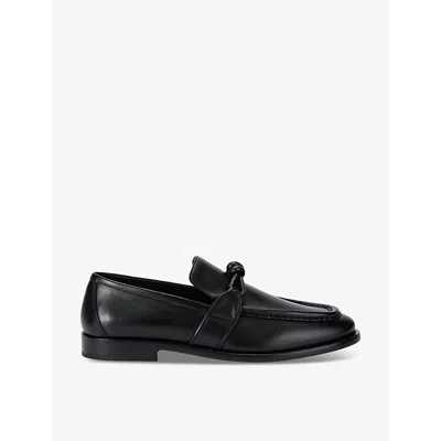 BOTTEGA VENETA MENS BLACK ASTAIRE KNOT SLIP-ON LEATHER LOAFERS EUR 41 / 7 UK