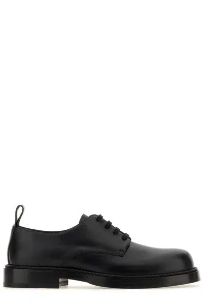 Bottega Veneta Men's Black Lace-up Calfskin Shoes For Fw24 By