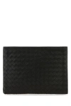 Bottega Veneta Men Leather Clutch With Intrecciato Motif In Black