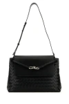 Bottega Veneta Men Black Leather Medium Andiamo Crossbody Bag In Black