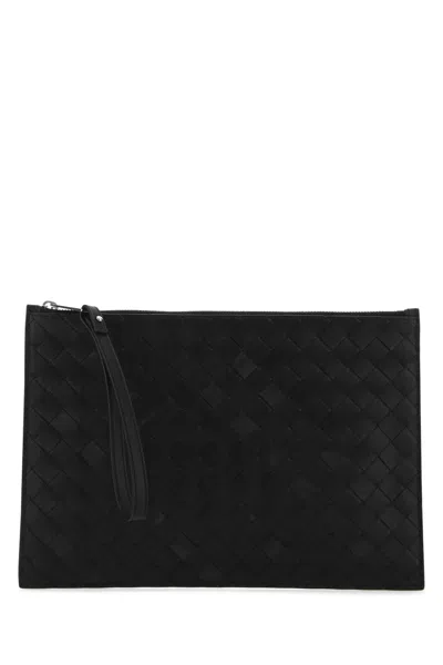 Bottega Veneta Men Black Leather Pouch