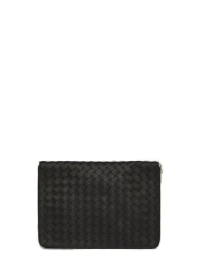 Bottega Veneta Intrecciato Leather Pouch Handbag In Black