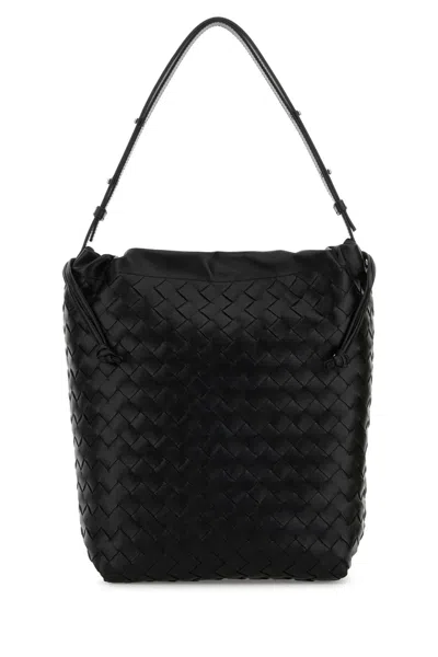 Bottega Veneta Men Black Leather Shopping Bag