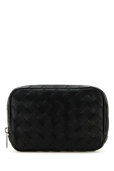 Bottega Veneta Men Black Leather Small Intrecciato Beauty Case