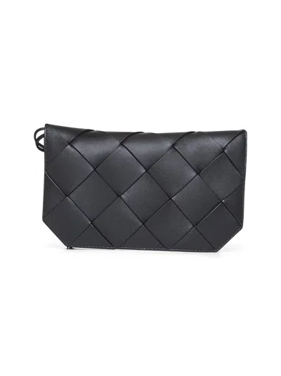Bottega Veneta Men Black Long Diago Wallet