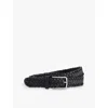 Bottega Veneta Mens Black-silver Braided Brand-debossed Leather Belt In Black-silver