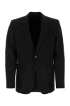 Bottega Veneta Wool Blazer With Padded Shoulders And Flap Pockets In Black
