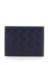 Bottega Veneta Blue Card Holder With Intreccio Motif And Embossed Logo In Leather Man In Black