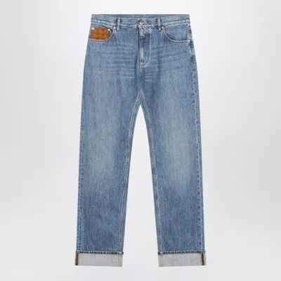 Bottega Veneta Men Blue Jeans With Intrecciato Pocket
