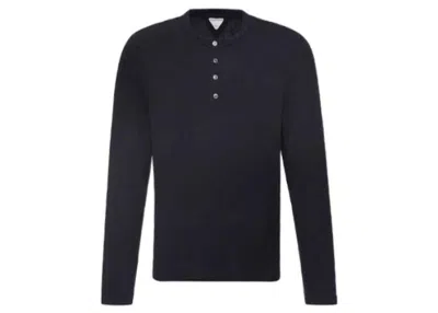 Pre-owned Bottega Veneta Men's  Buttonup Long Sleeve T-shirt In Navy Blue