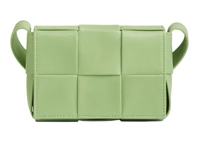 Pre-owned Bottega Veneta Men's  Candy Cassette Crossbody Bag Mini Intreccio In Pistachio