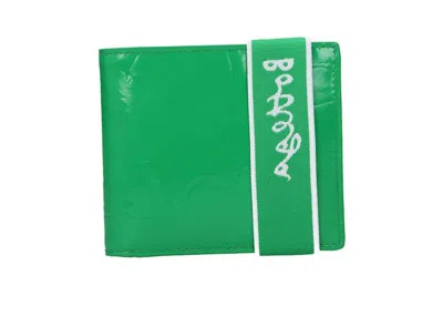 Pre-owned Bottega Veneta Men's  Elastic Band Bifold Wallet In Green/white