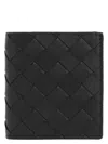 Bottega Veneta Bi-fold Intrecciato Leather Wallet In Black