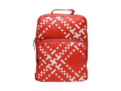 Pre-owned Bottega Veneta Men's  Intrecciato Woven Backpack In Red