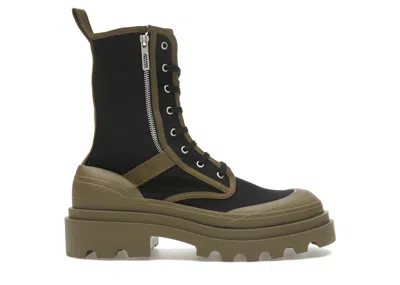 Pre-owned Bottega Veneta Men's  Laceup Boots Sneakers In Black/green