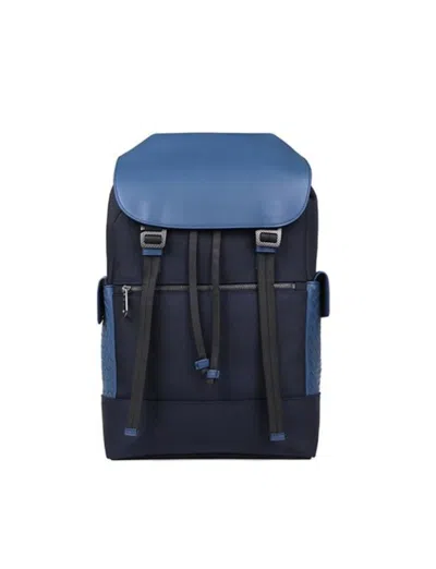 Pre-owned Bottega Veneta Men's  Leather Backpack In Navy Blue