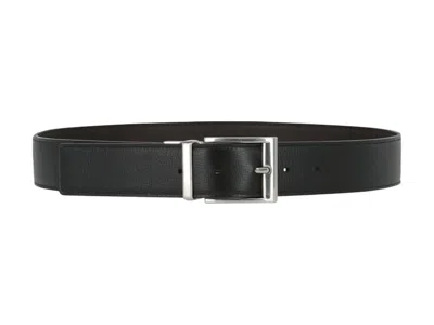 Pre-owned Bottega Veneta Men's  Leather Belt In Black