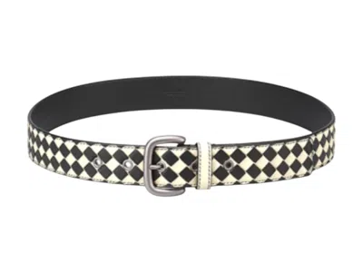 Pre-owned Bottega Veneta Men's  Leather Belt In Grey/black In Multi