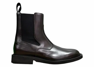 Pre-owned Bottega Veneta Men's  Leather Chelsea Boot Sneakers In Dark Brown