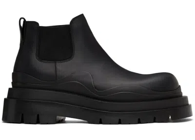 Pre-owned Bottega Veneta Men's  Leather Tire Chunky Sole Ankle Chelsea Boot Sneakers In Black