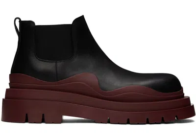 Pre-owned Bottega Veneta Men's  Leather Tire Chunky Sole Ankle Chelsea Boot Sneakers In Black/brown In Multi