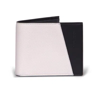 Pre-owned Bottega Veneta Men's  Logo Embossed Two Tone Bifold Wallet In White/black