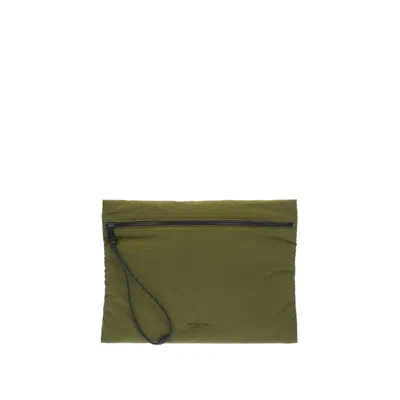 Pre-owned Bottega Veneta Men's  Logo Printed Pouch In Green