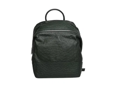 Pre-owned Bottega Veneta Men's  Ostrich Leather Backpack In Green