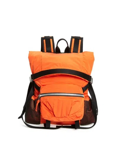 Pre-owned Bottega Veneta Men's  Paper Touch Nylon Mini Backpack In Orange/black